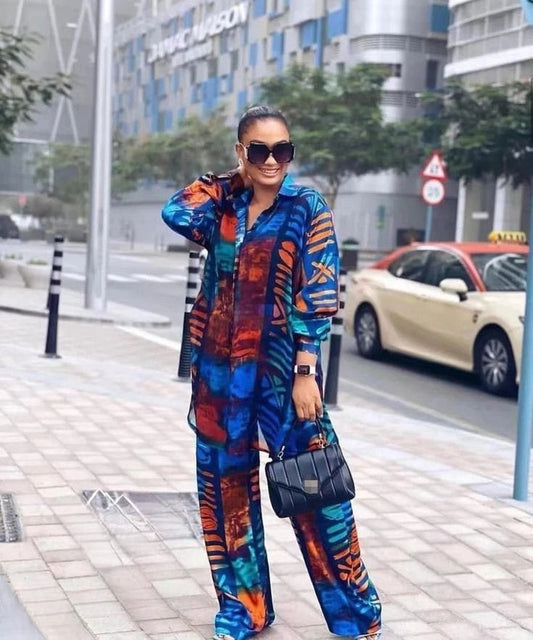 Blue two tone twin set