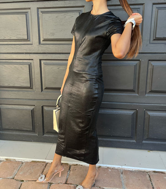 PU Leather croc finish dress