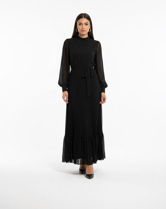 pleated chiffon dress