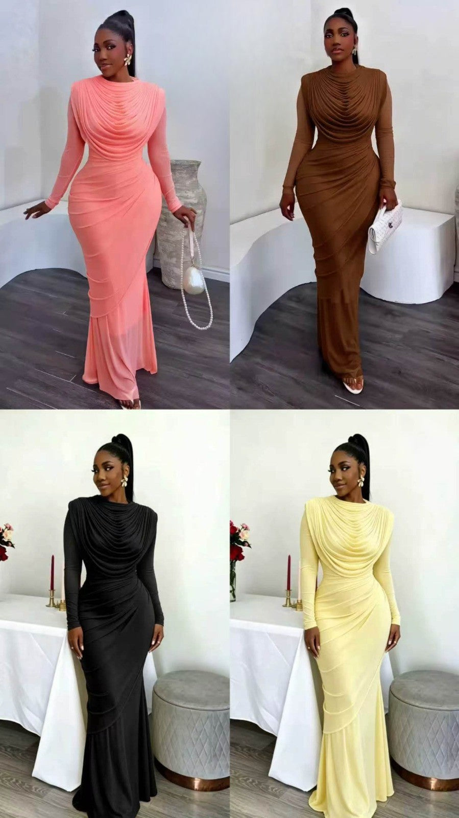 LONG SLEEVES LIGHT MATERIAL DRESS