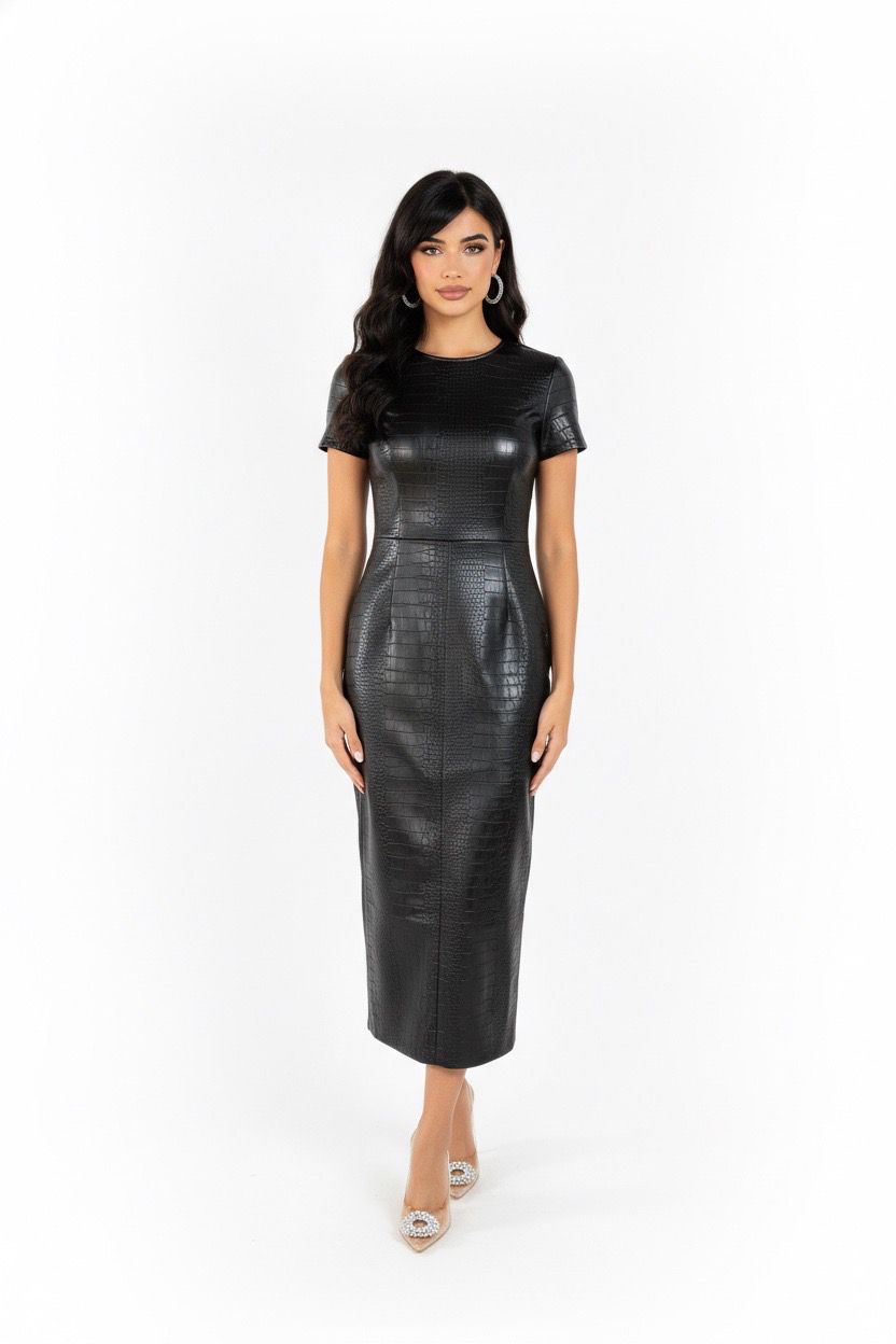 PU Leather croc finish dress