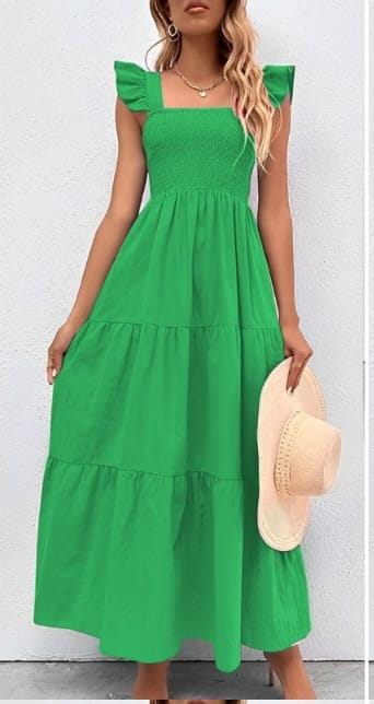 Bodice ruffle hem maxi dress