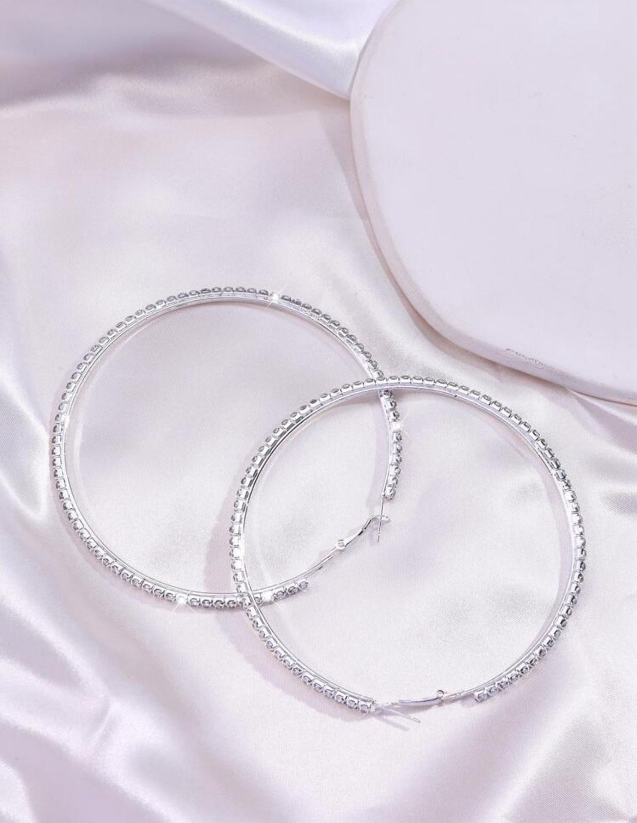 Rhinestone Decor Hoop Earrings