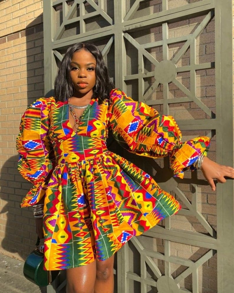 Balloon African print dress