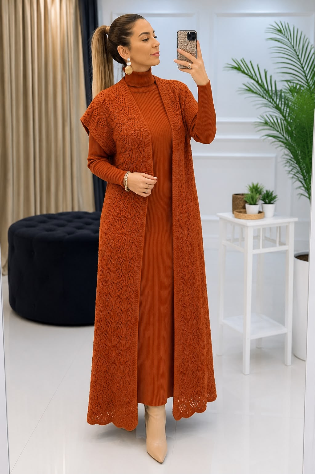 Knitted dress cardigan set