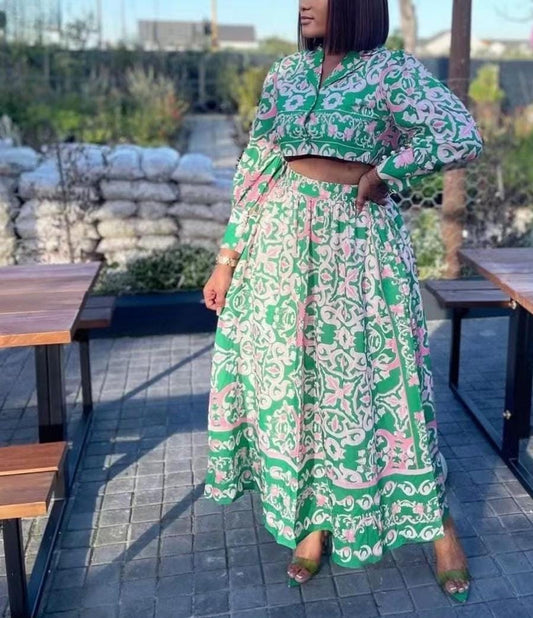 crop top with skirt set