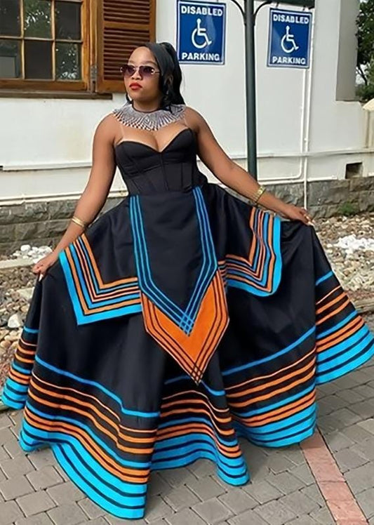 Black traditional maxi dress