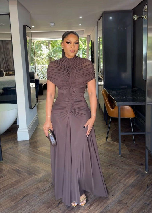 roched soft material dress