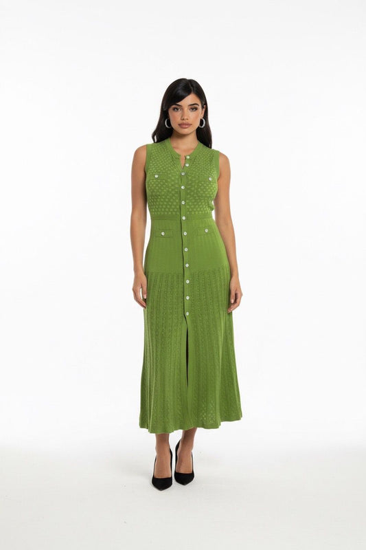 Green knit sleeveless dress