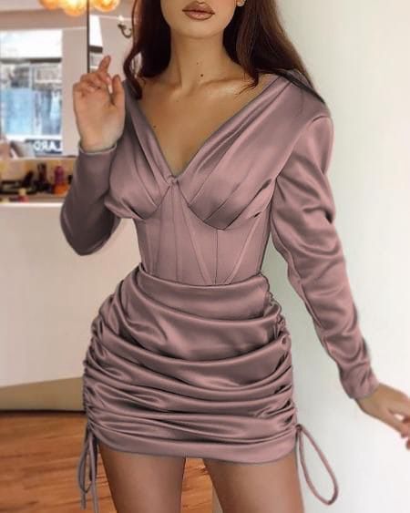 Satin rouched design midi