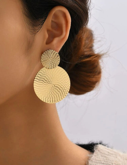 Textured Round Drop Earrings