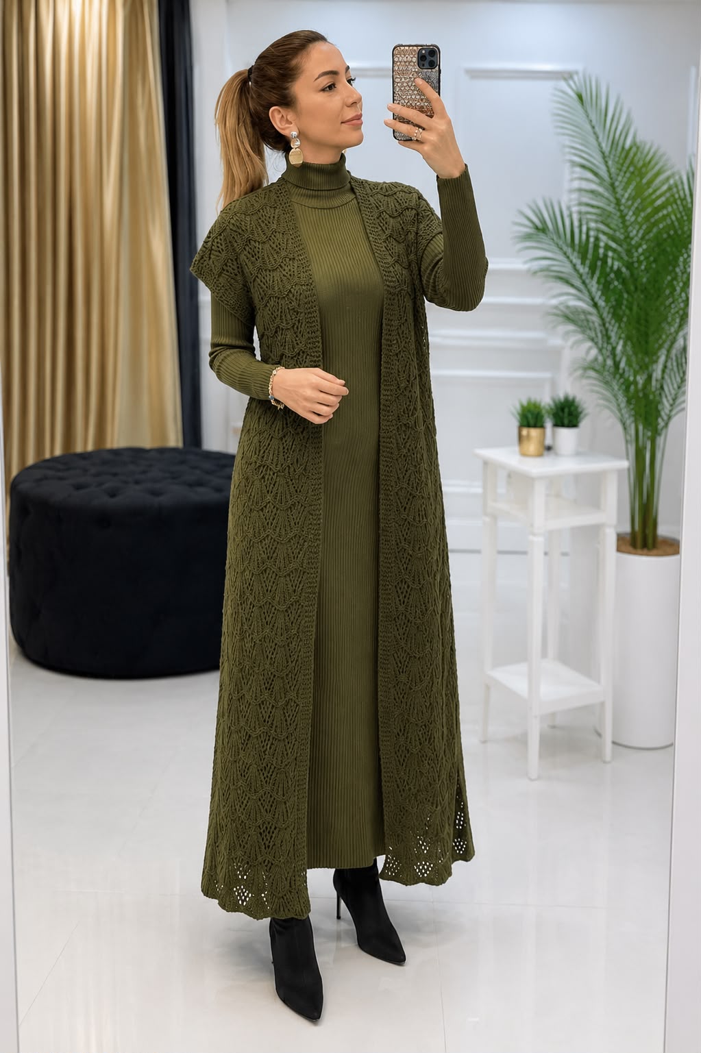 Knitted dress cardigan set