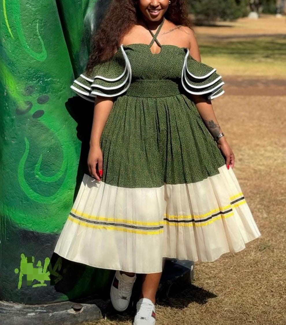 pleated african print dress
