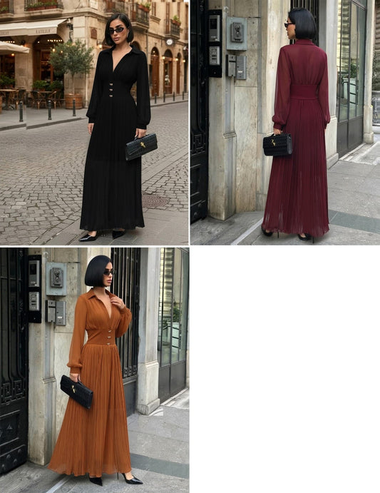 chiffon waist elastic dress