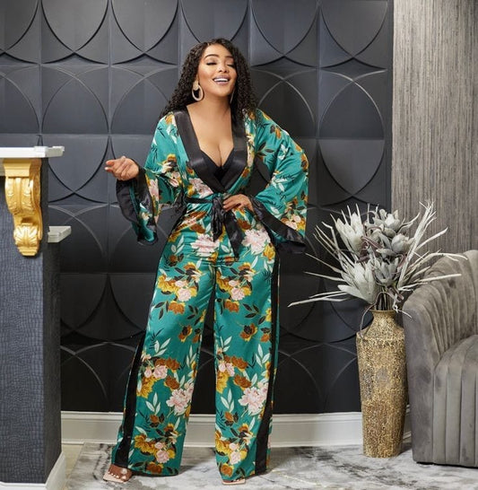 Green Floral jumpsuit