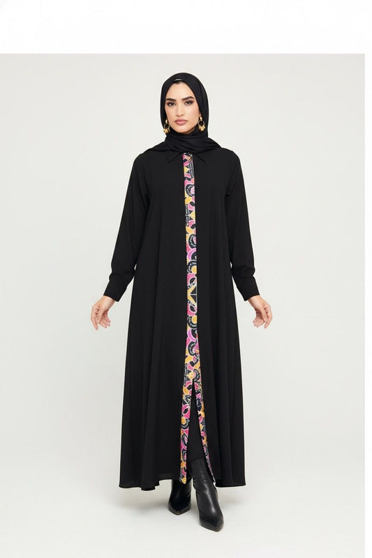 Button down rainbow black shirt dress