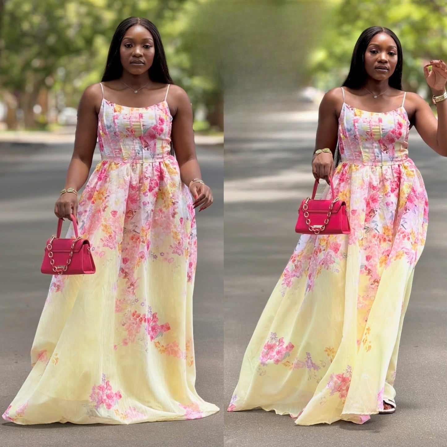 Flowy sleeveless floral dress