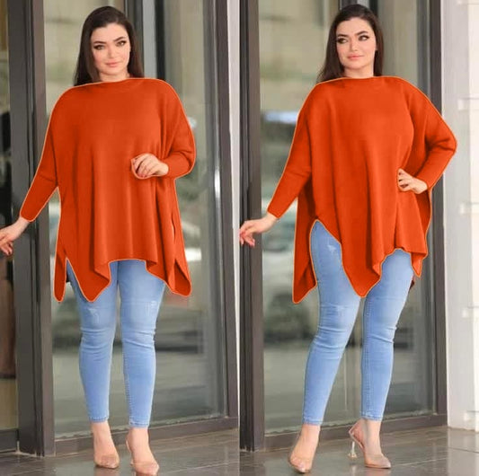 orange pullover top