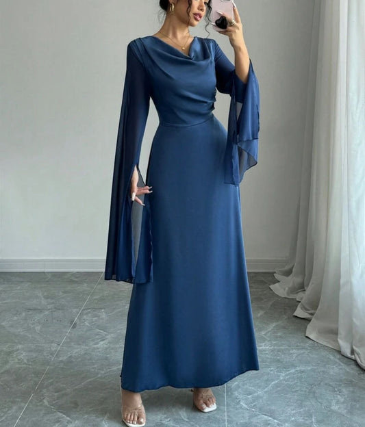Long sleeve solid color elegant dress