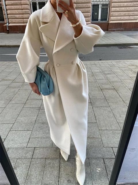 Balloon sleeves maxi coat