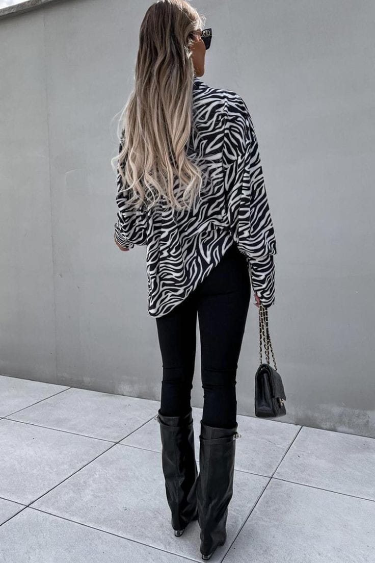 Balloon sleeves zebra shirt