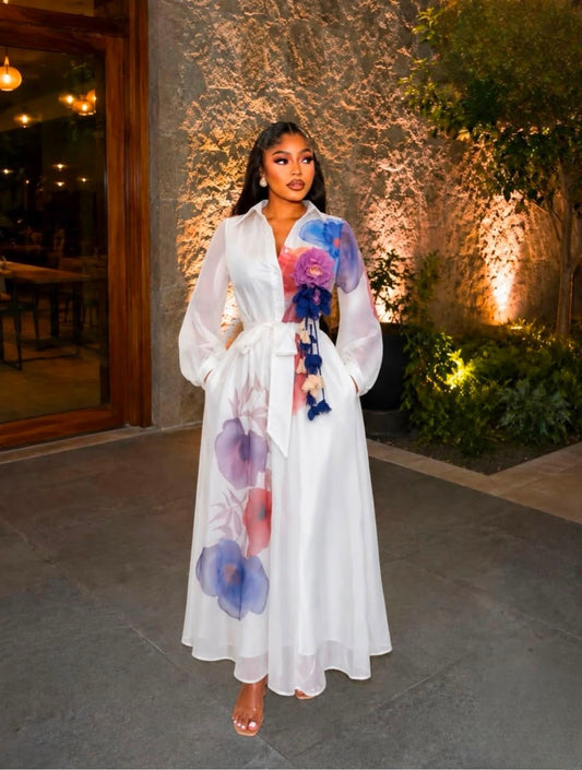 FLORAL LONG SLEEVES DRESS