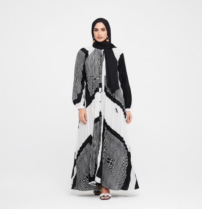 Black White geometric dress