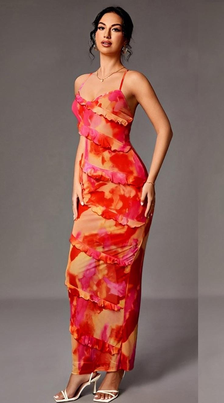 summer frilly tie dye dress