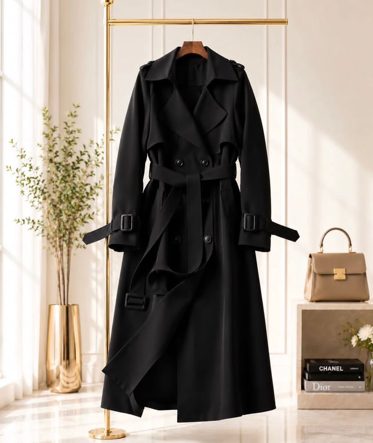 long trench coat with belt