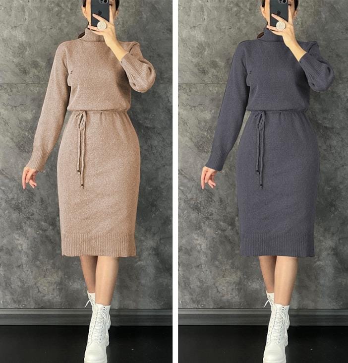 Turtleneck jersey dress