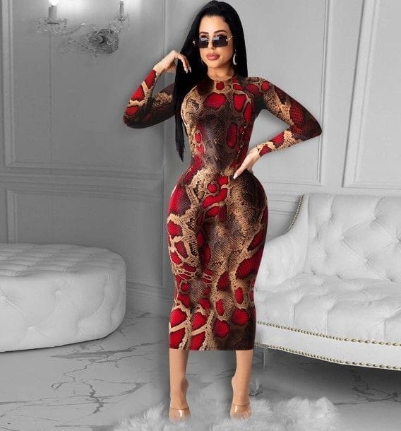 Snake print bodycon dress