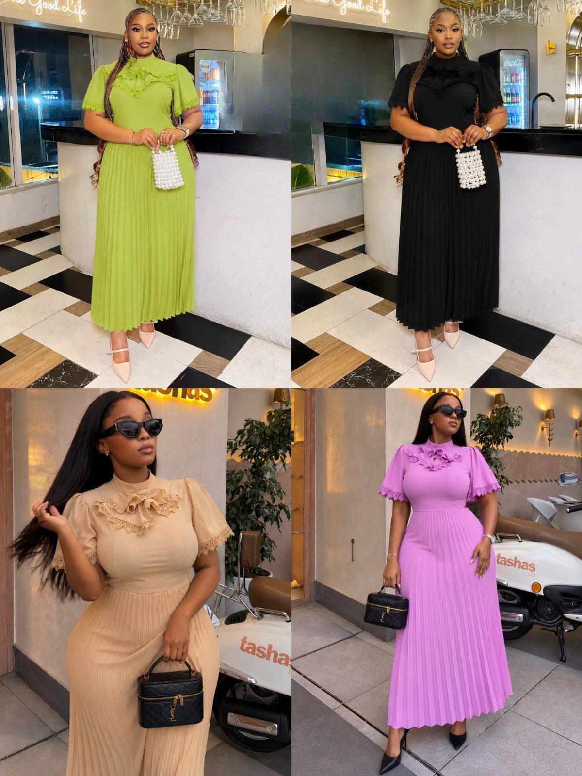 Pleated full cover dress