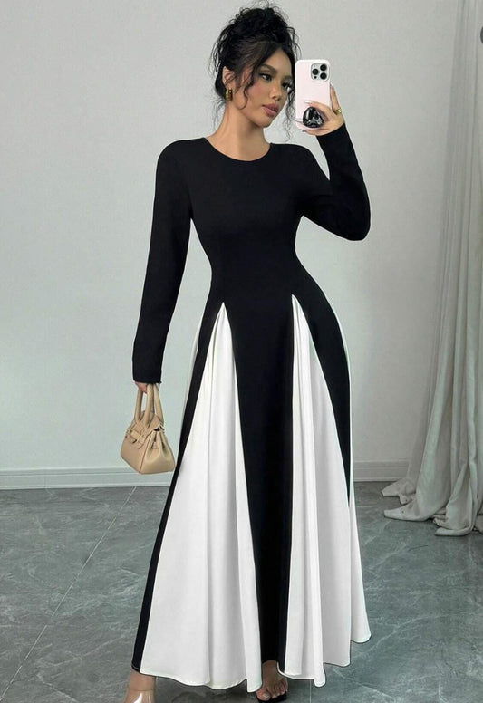 modest monochrome dress