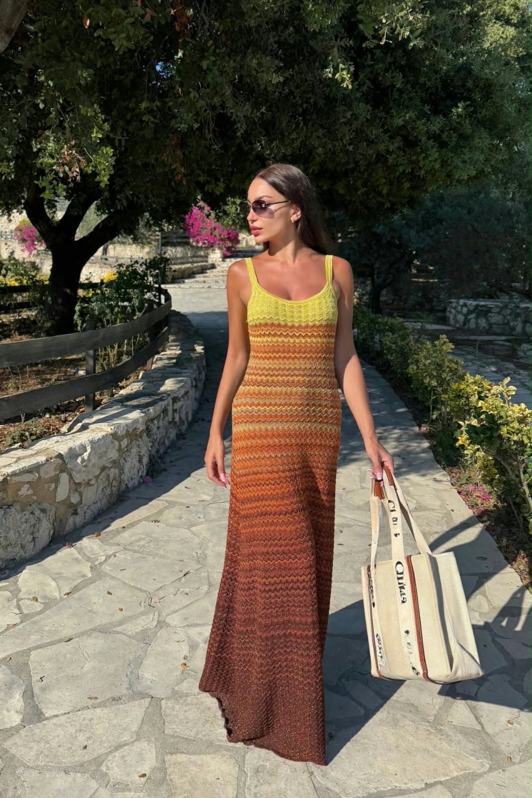 Knit thin sleeves dress