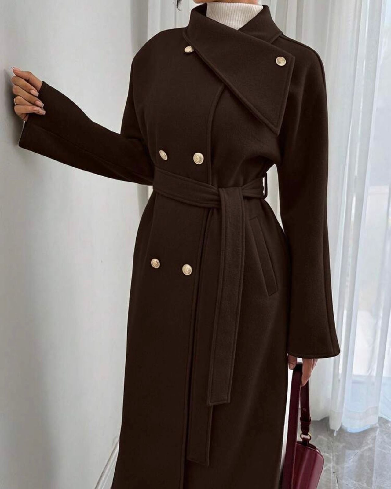 long trench coat with buttons