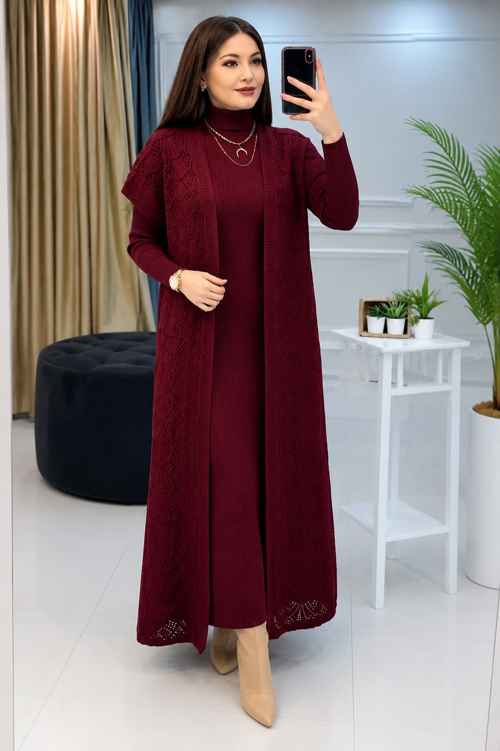Knitted dress cardigan set