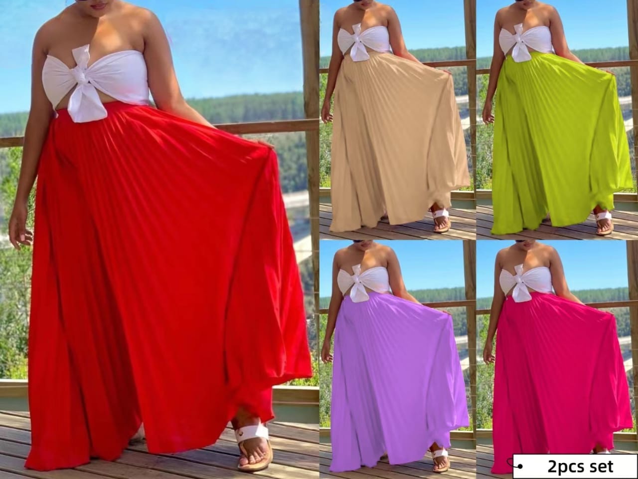 Flare Pleated skirt & cropped top