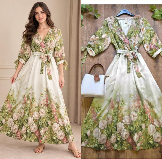 GREEN LEAF MEDIUM SLEEVES DRESS