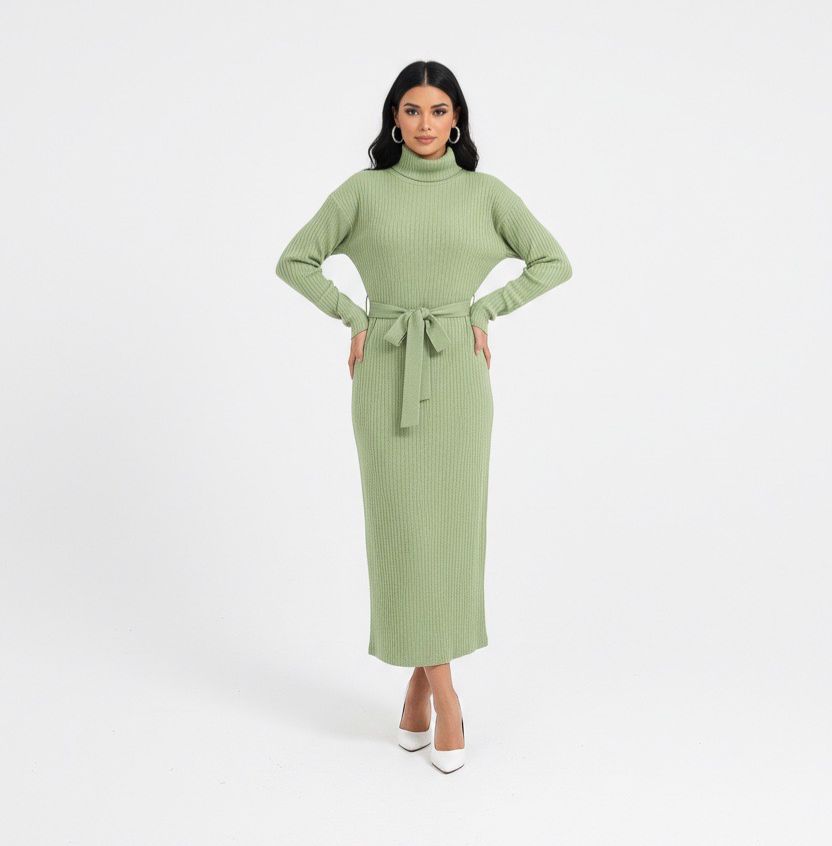 Belted jersey dress