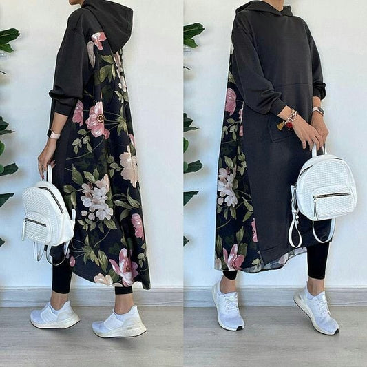 Floral Oversized hoodie dress