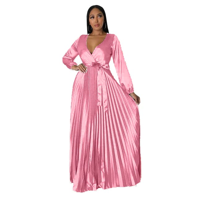 Satin pleated dress