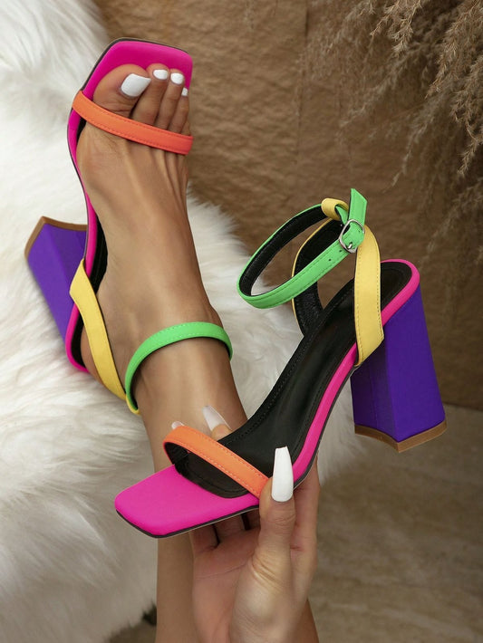colorful block heel