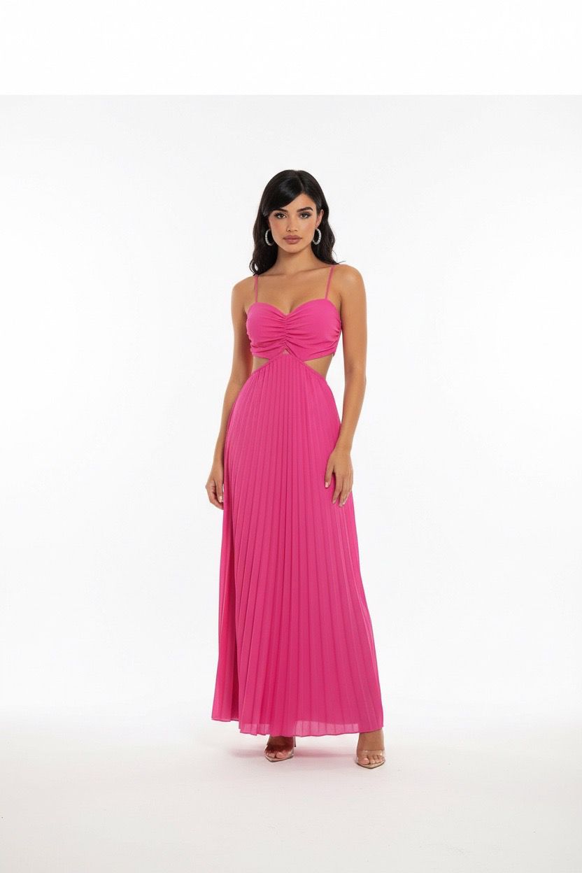 backless pleated flare dress