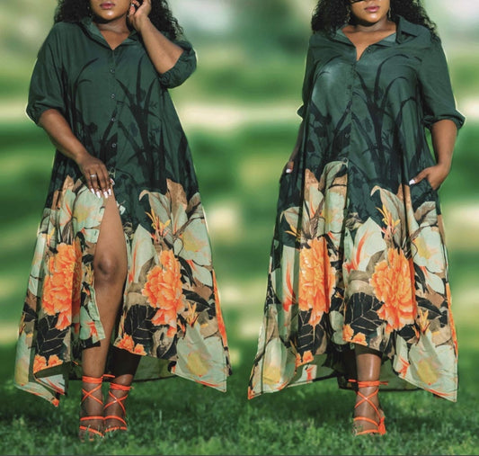 floral shirt dress
