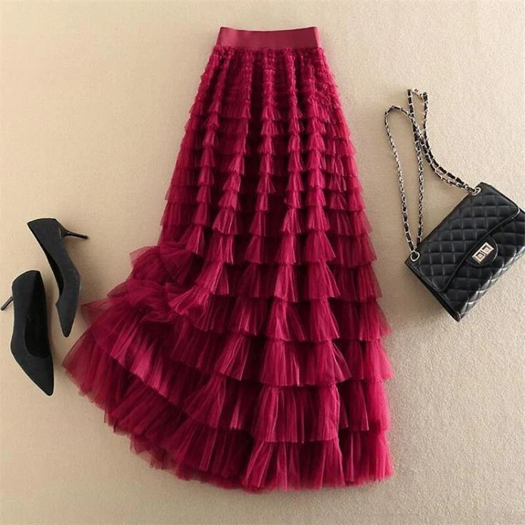 Gauze ruffle skirts