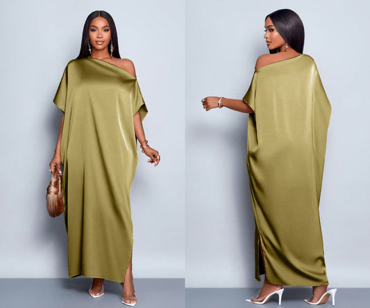 champagne solid colour elegant dress