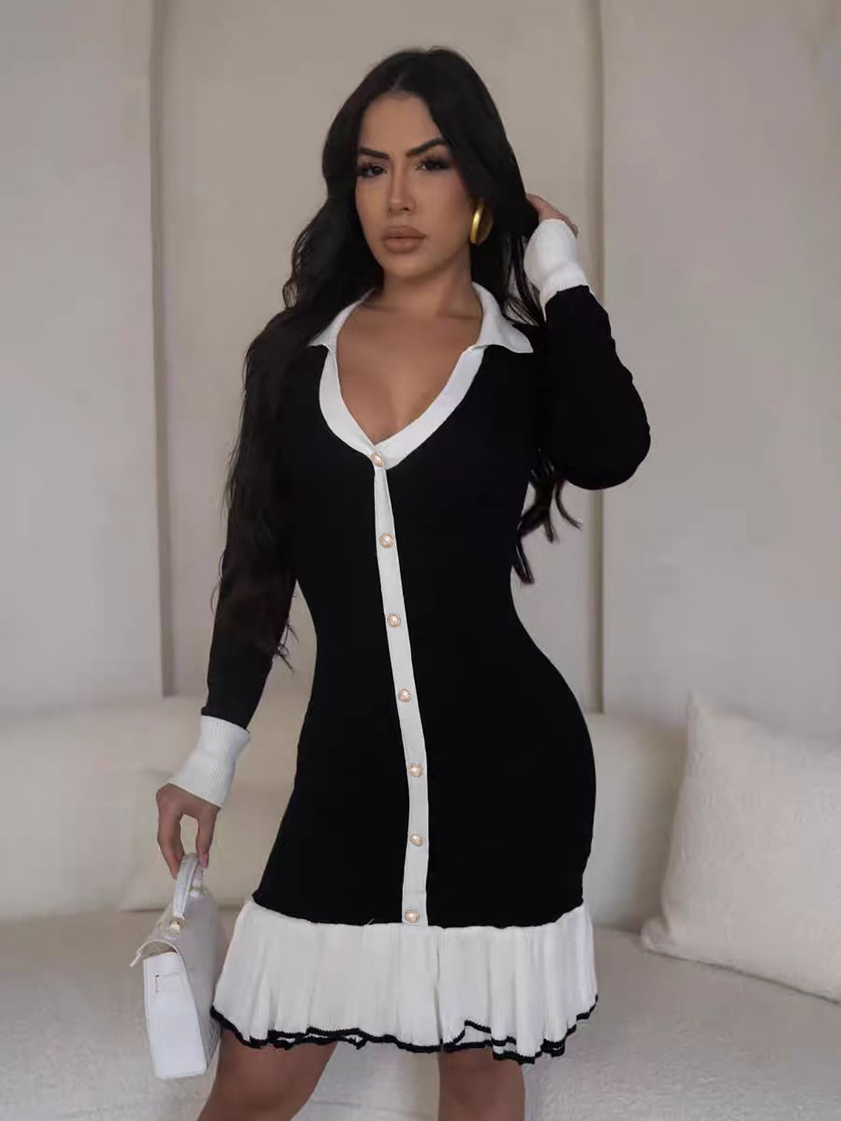 Monochrome midi dress