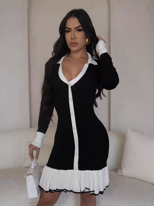 Monochrome midi dress