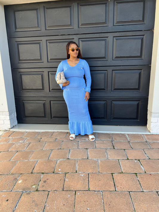 knit strips button dress