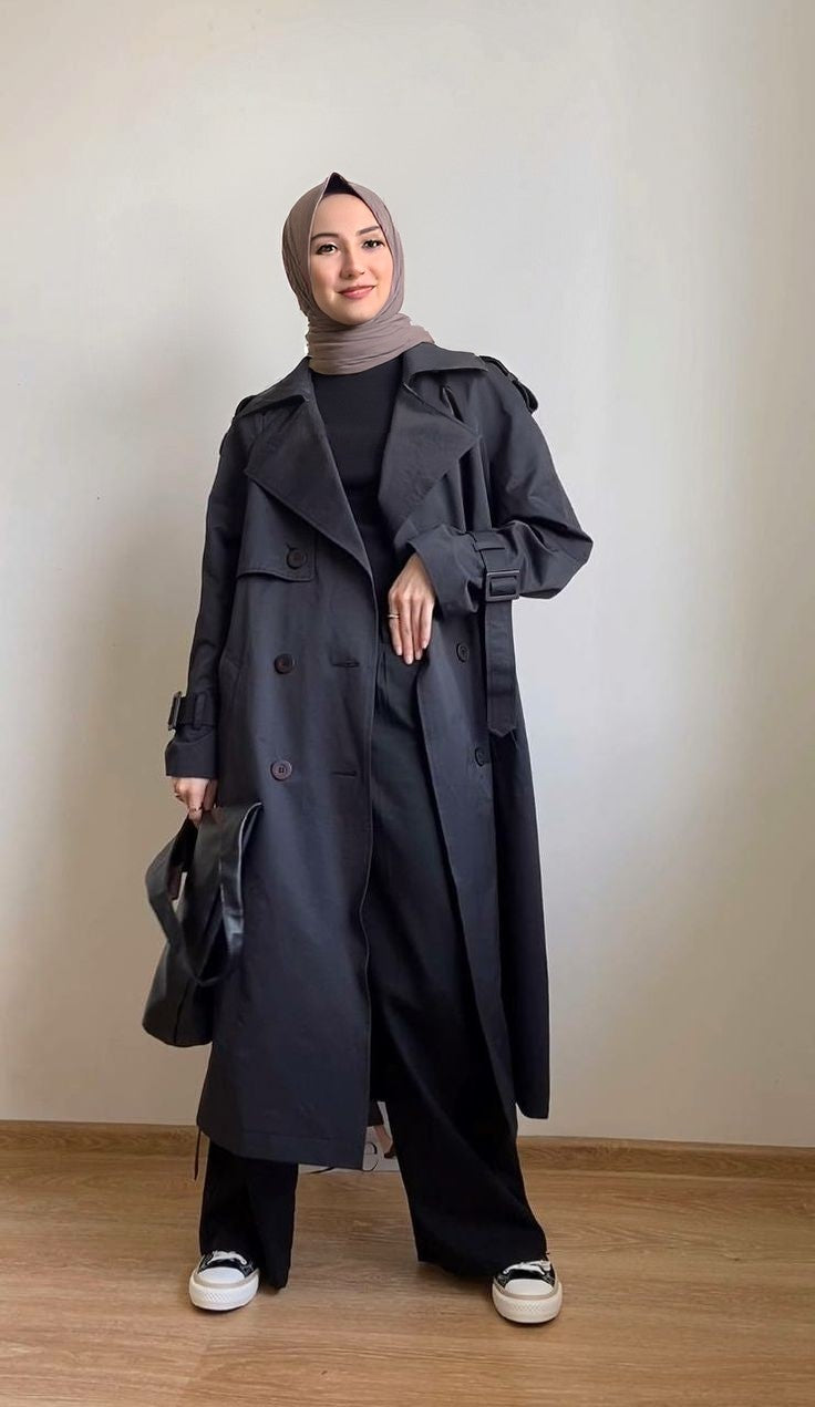 long trench coat with belt